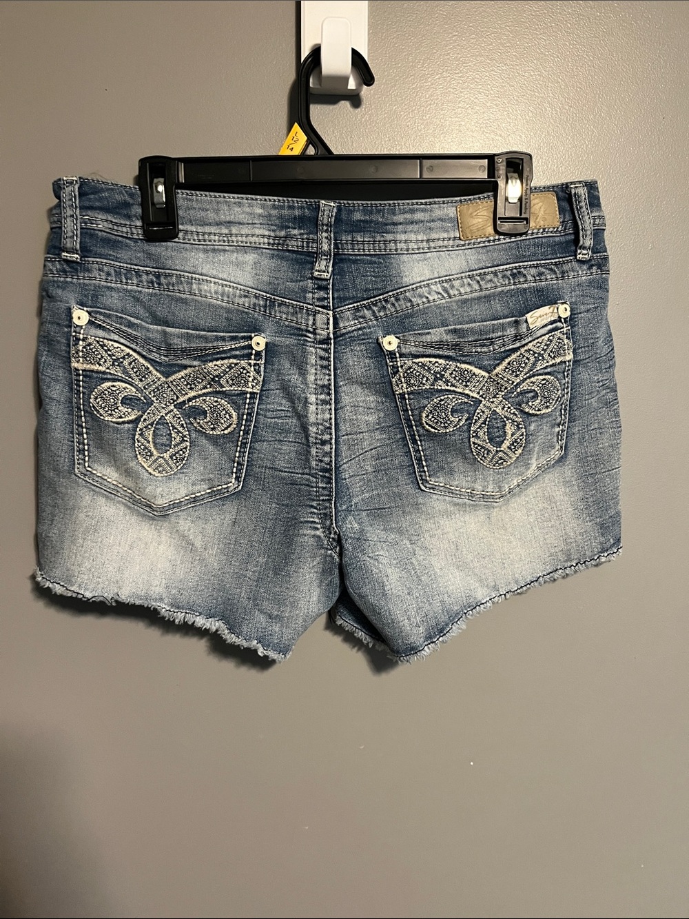 Seven7 Light Blue Embroidered Denim Shorts